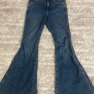 Wrangler Women's Wide Leg Flare Jeans - Deep Blue